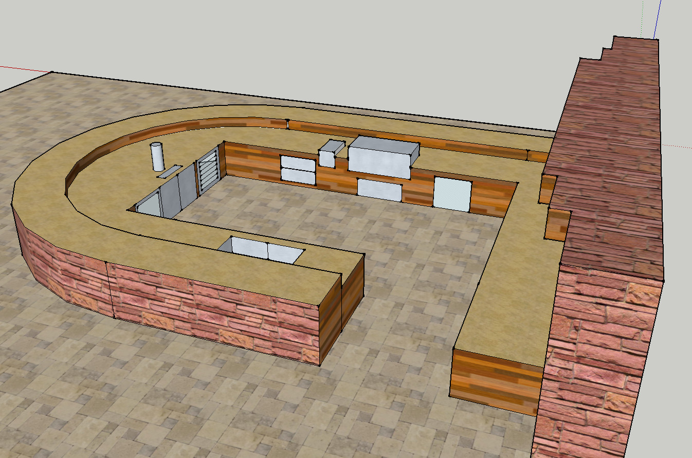 Outdoor Kitchen Sketchup
 Sketchup 2013 Program I used for free to Design my Idea