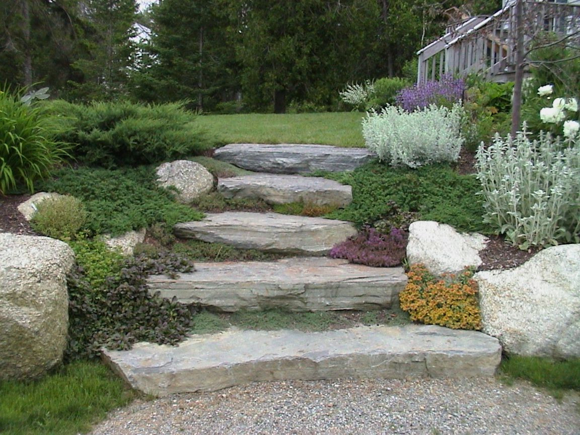 Outdoor Landscape With Stones
 steps in hillside