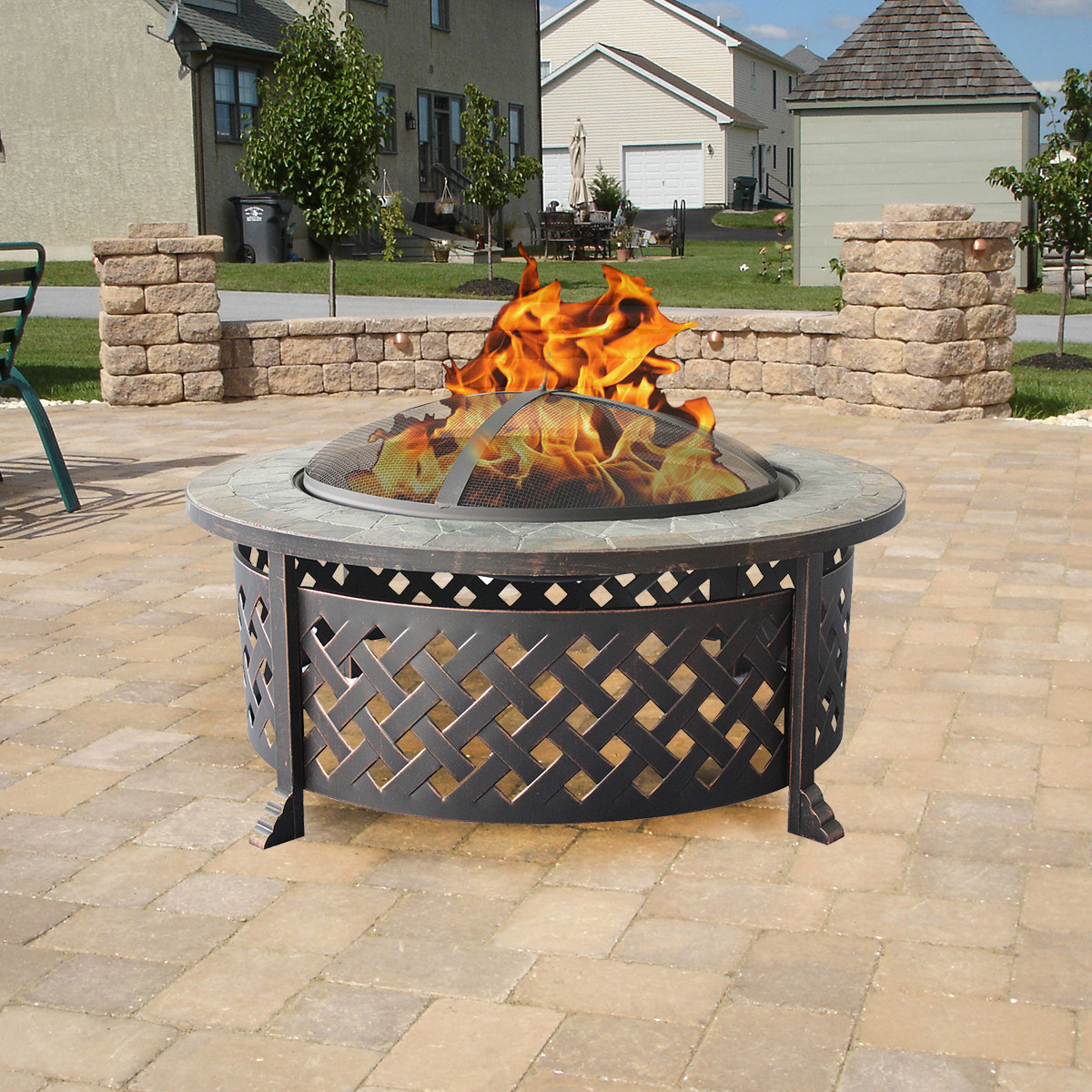 Outdoor Metal Fire Pit
 Clevr Outdoor 34" Metal Firepit Table Backyard Patio