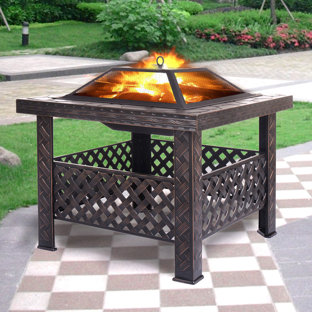 Outdoor Metal Fire Pit
 Outdoor 26" Metal Firepit Patio Garden Square Stove Fire