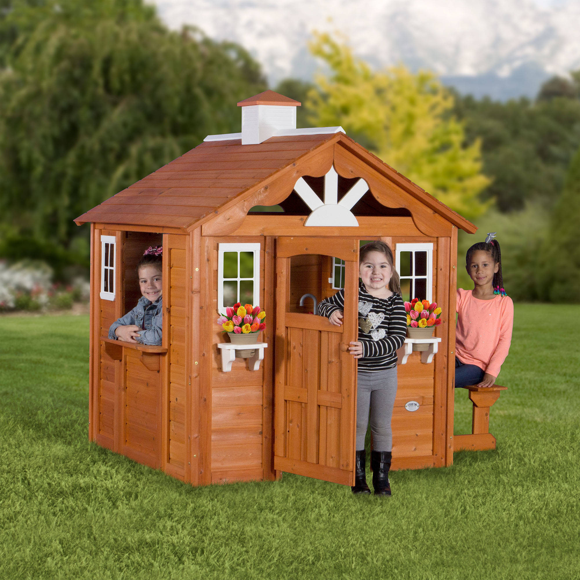 Outdoor Playhouse For Kids
 Playhouse Backyard Discovery Summer Cottage Wooden Cedar