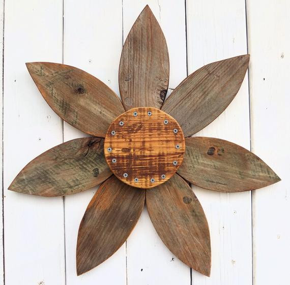 Outdoor Wood Crafts
 Rustic Barn Wood Flower Wreath Reclaimed Wood by SouvenirFarm