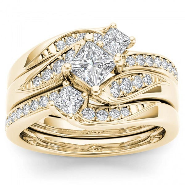 Overstock Com Wedding Rings
 Shop De Couer 14k Yellow Gold 1ct TDW Diamond Bridal Ring