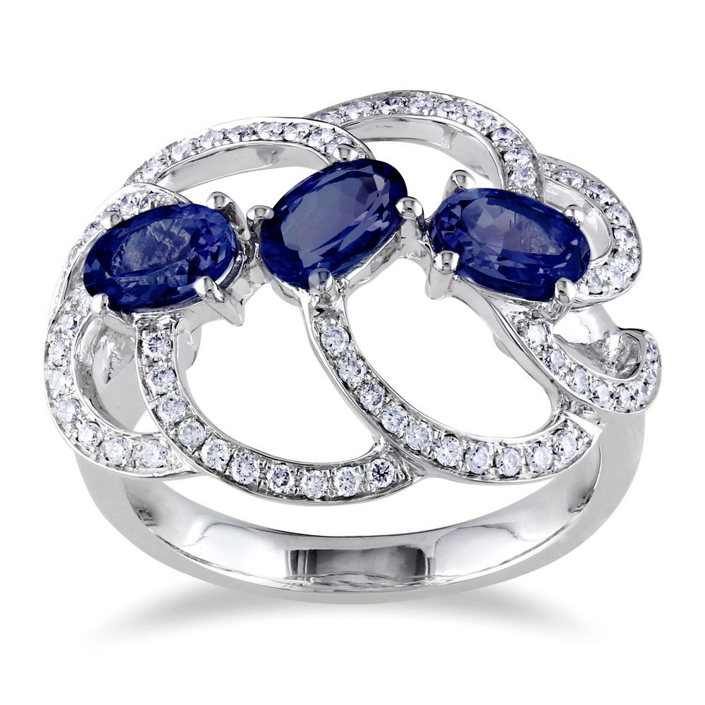 Overstock Com Wedding Rings
 New Miadora 14k Gold Sapphire and 1 3ct TDW Diamond Ring