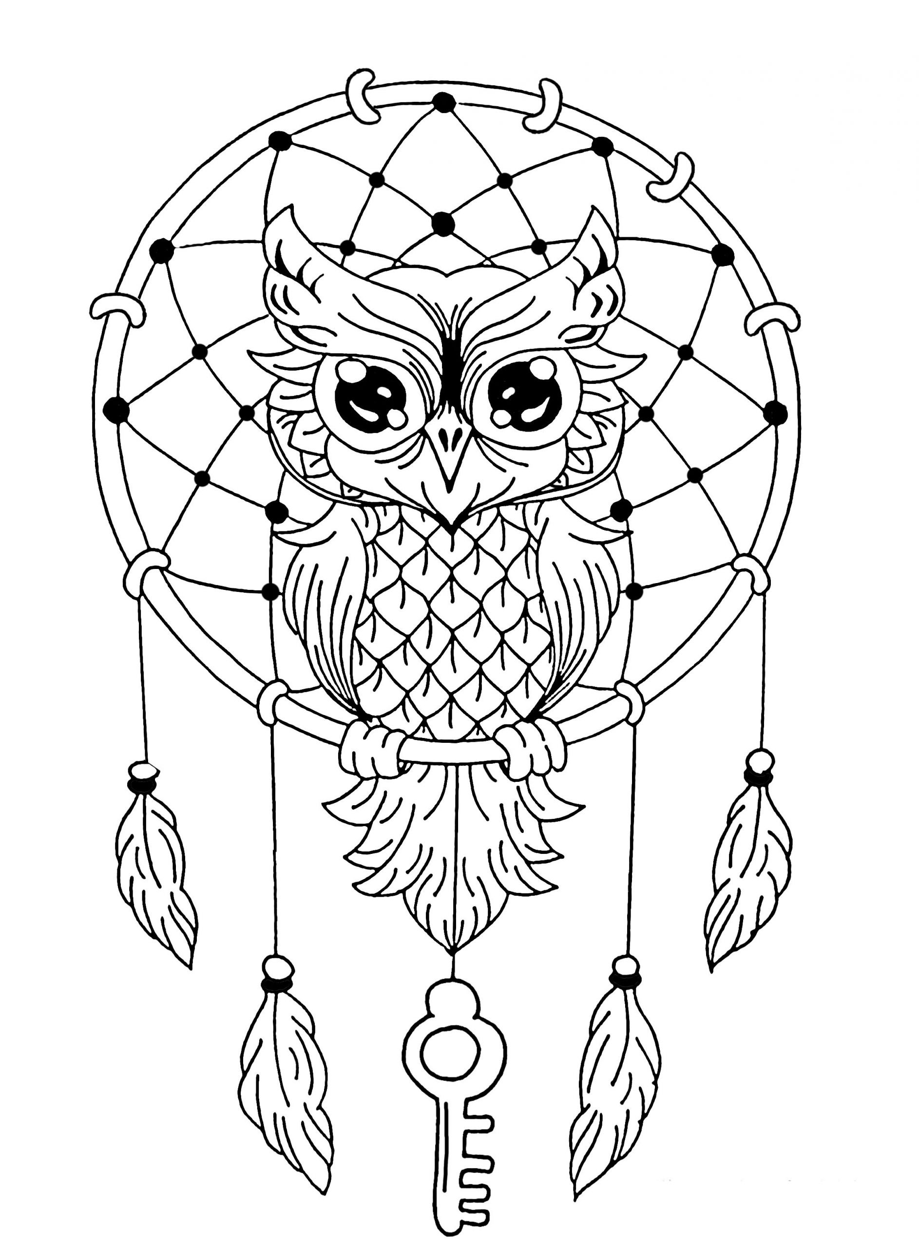 Owl Coloring Pages For Girls
 Owl dreamcatcher Owls Adult Coloring Pages