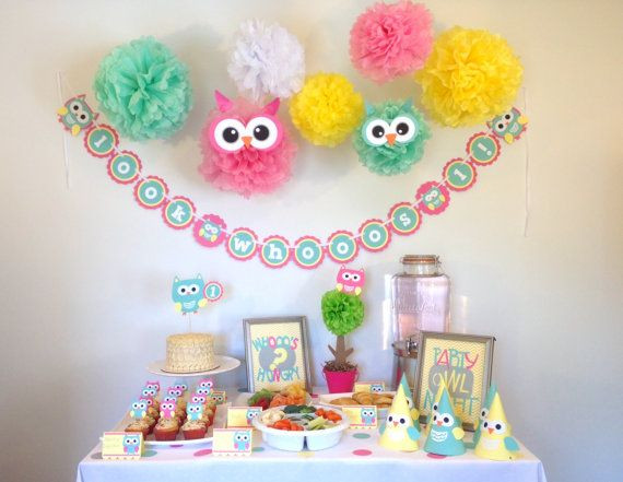 Owl Themed Birthday Party Ideas
 Custom Owl Theme Happy Birthday Party In A Box Party by