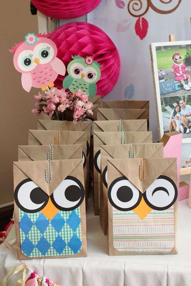 Owl Themed Birthday Party Ideas
 Fun favor bags at an owl birthday party See more party