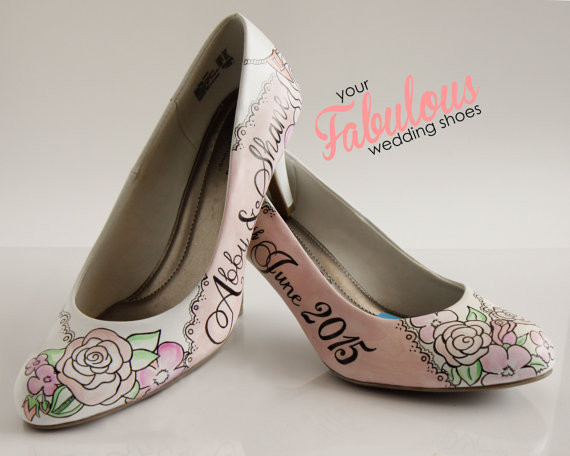 Painted Wedding Shoes
 Personalized Garden Blush Wedding Shoes Wedding Shoe