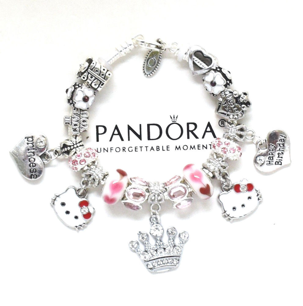 Pandora Bracelets For Kids
 Pandora Bracelet Hello Kitty Kids 6 7 European Charms Pink