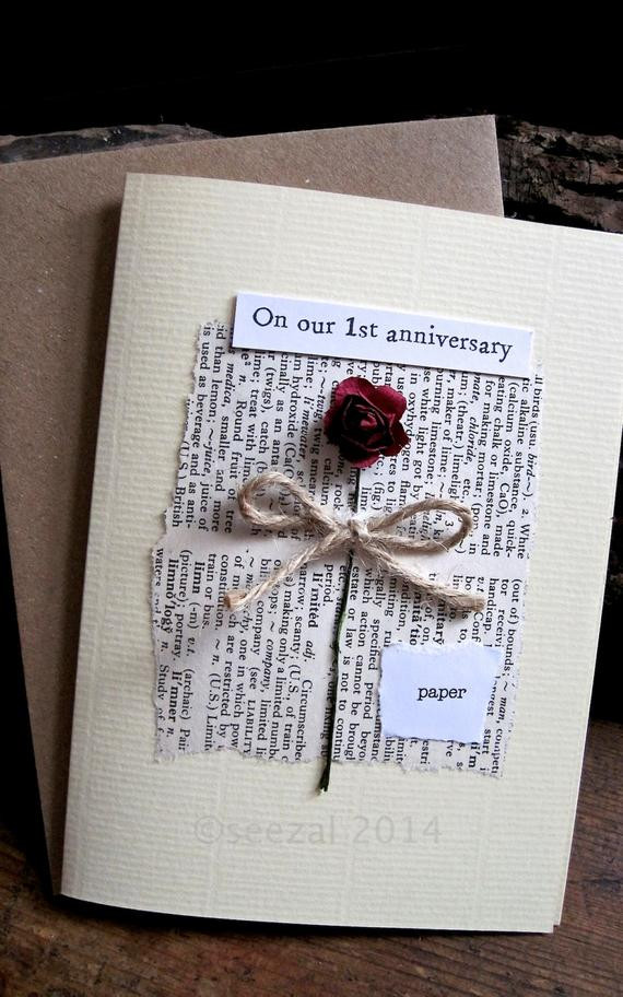 Paper Anniversary Gift Ideas
 Romantic and understated First Wedding Anniversary card