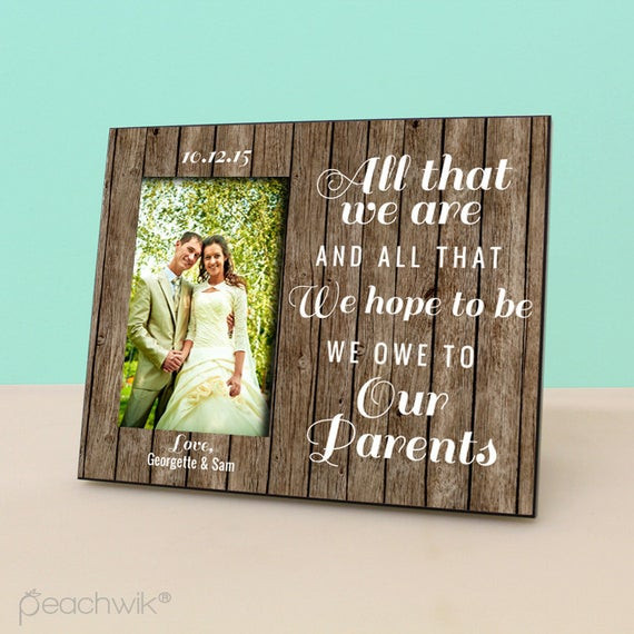 Parent Gifts For Wedding
 Parent Wedding Gift Personalized Picture Frame Rustic Wood