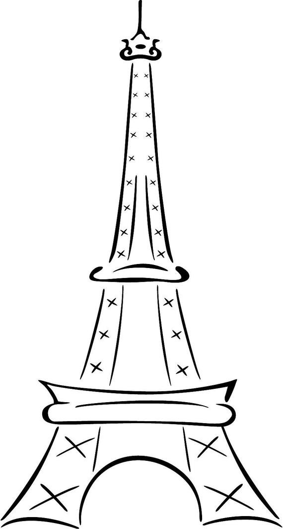Paris Coloring Pages For Kids
 Items similar to Vinyl wall graphic Eiffel Tower Paris
