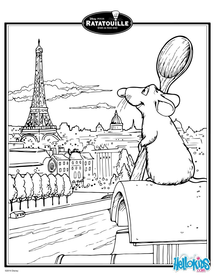 Paris Coloring Pages For Kids
 Ratatouille s remy in paris coloring pages Hellokids