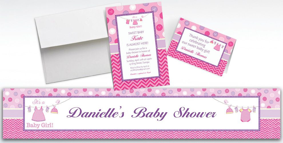 Party City Baby Invitations
 Custom Shower with Love Girl Baby Shower Invitations