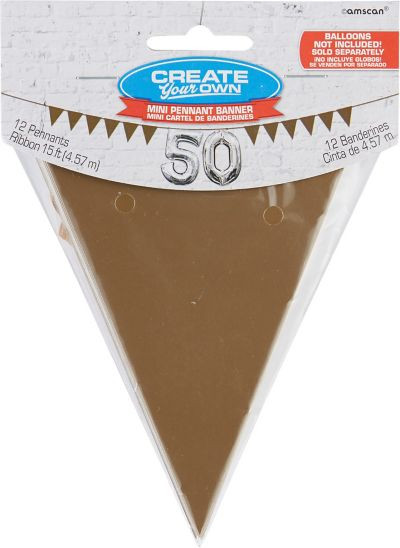 Party City Birthday Banners
 Mini Create Your Own Gold Pennant Banner 15ft x 5in
