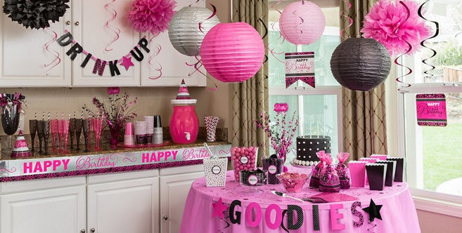 Party City Birthday Decorations
 Black & Pink Birthday Party Supplies Party City