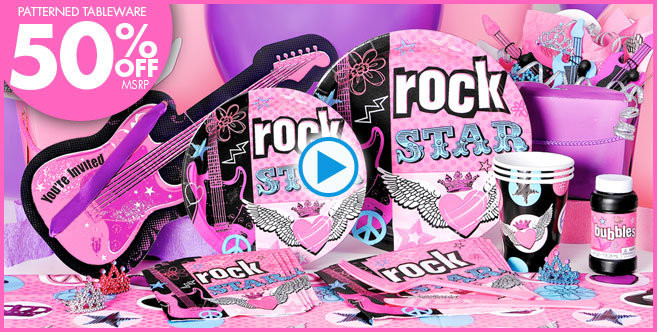 Party City Girl Birthday Decorations
 Rocker Girl Rock Star Birthday Party Plates Napkins Cup