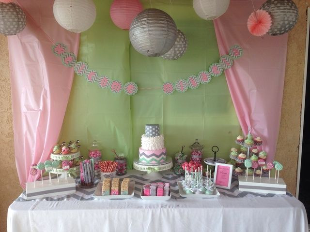Party Decorations For Baby Shower
 Lovely pink and mint green baby shower See more party