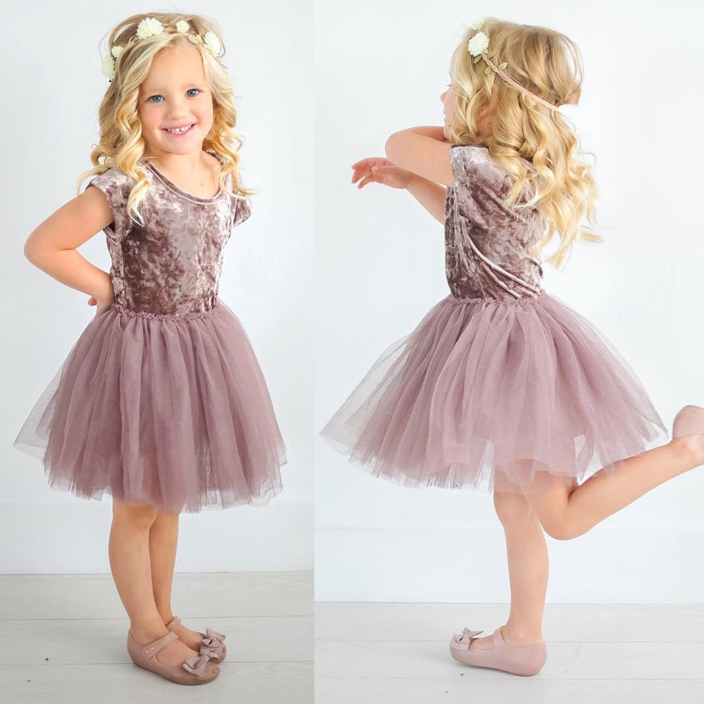 Party Dress For Girl Child
 US Stock Kids Baby Girls Velvet Tutu Lace Dress Toddler