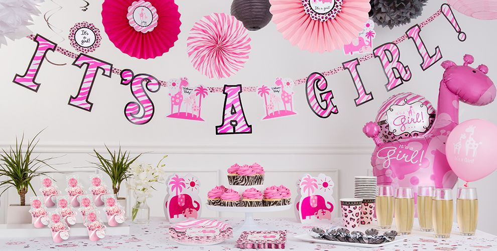 Party Supplies For Baby Shower
 Pink Safari Baby Shower Party Supplies Party City