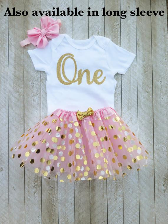 Party Themes For 1 Year Old Baby Girl
 Pink and gold first birthday outfit Pink and gold tutu e