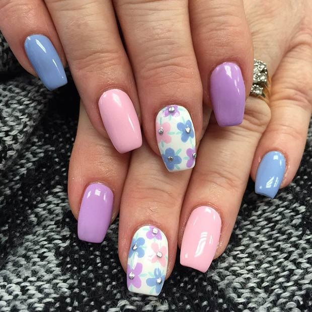 Pastel Nail Designs
 50 Flower Nail Designs for Spring