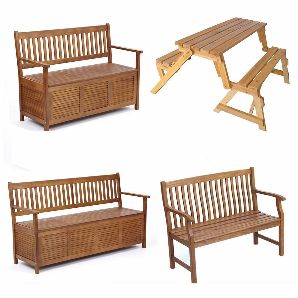 Patio Bench Storage
 Garden Patio Outdoor Solid Hardwood Wooden Bench Seat