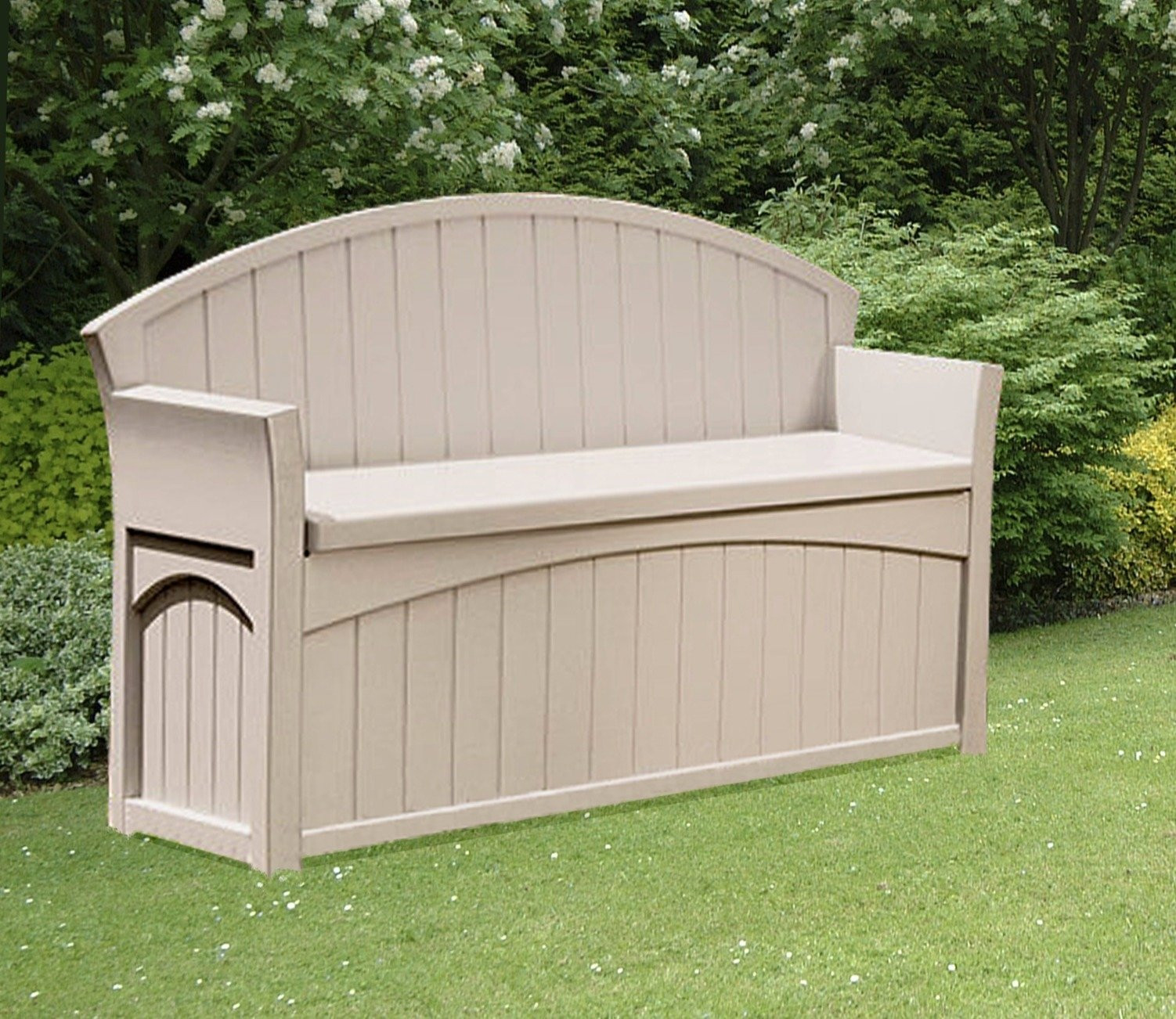 Patio Bench Storage
 Suncast Patio Garden Outdoor Bench with 50 Gallon Storage