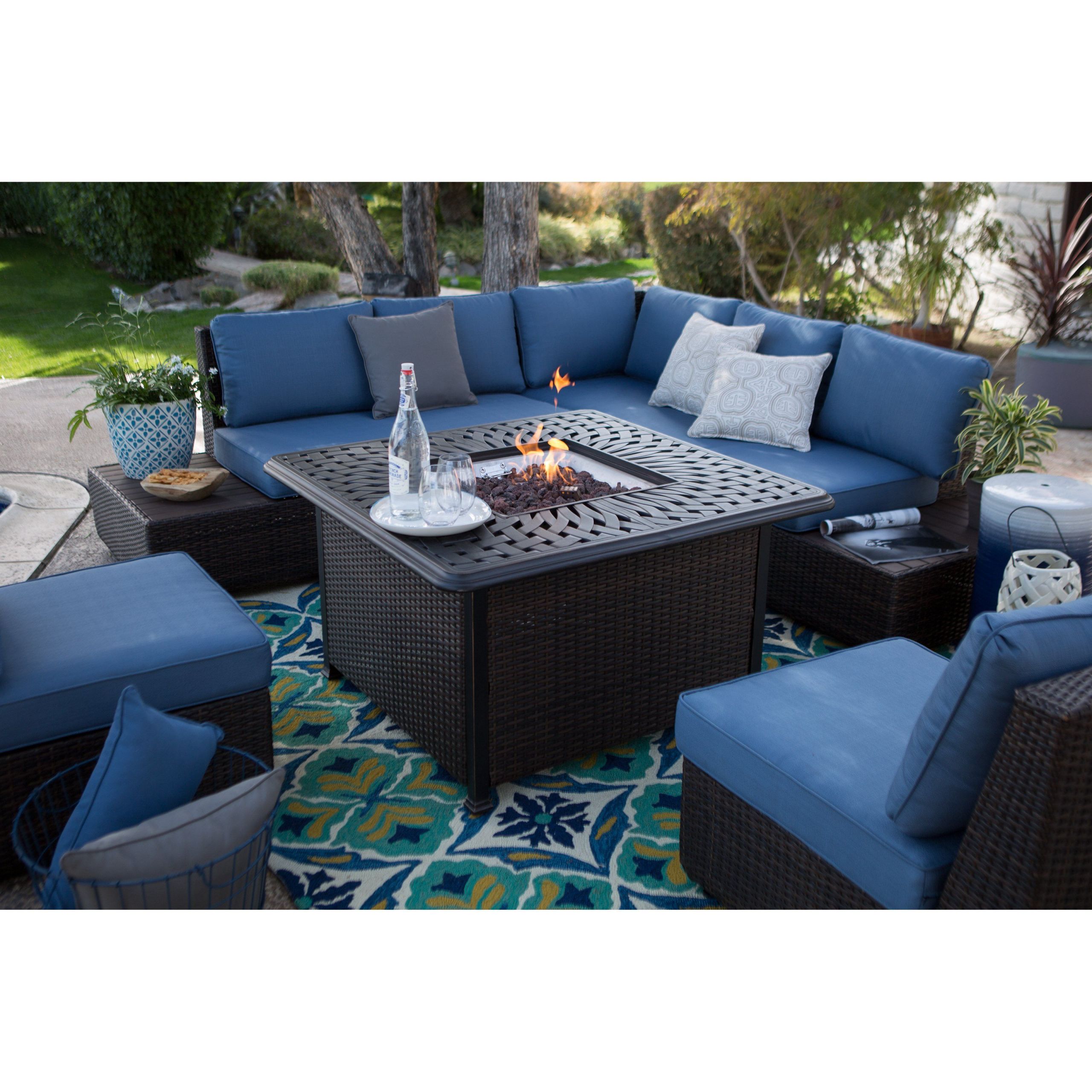 Patio Fire Pit Sets
 Belham Living Luciana Bay Wicker Sofa Sectional Set with