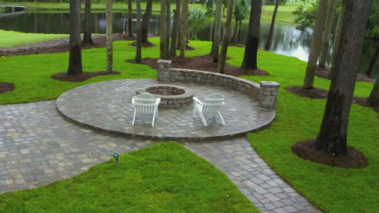 Paver Patio With Fire Pit
 Ponte Vedra Paver Patio Design and Construction with Seat