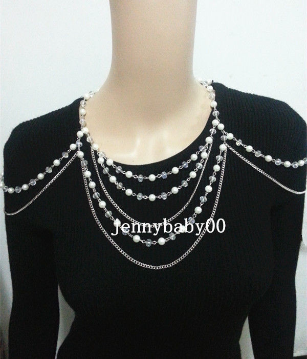 Pearl Body Jewelry
 New Pearl Body Chain Jewelry Body Shoulder Chain Harness