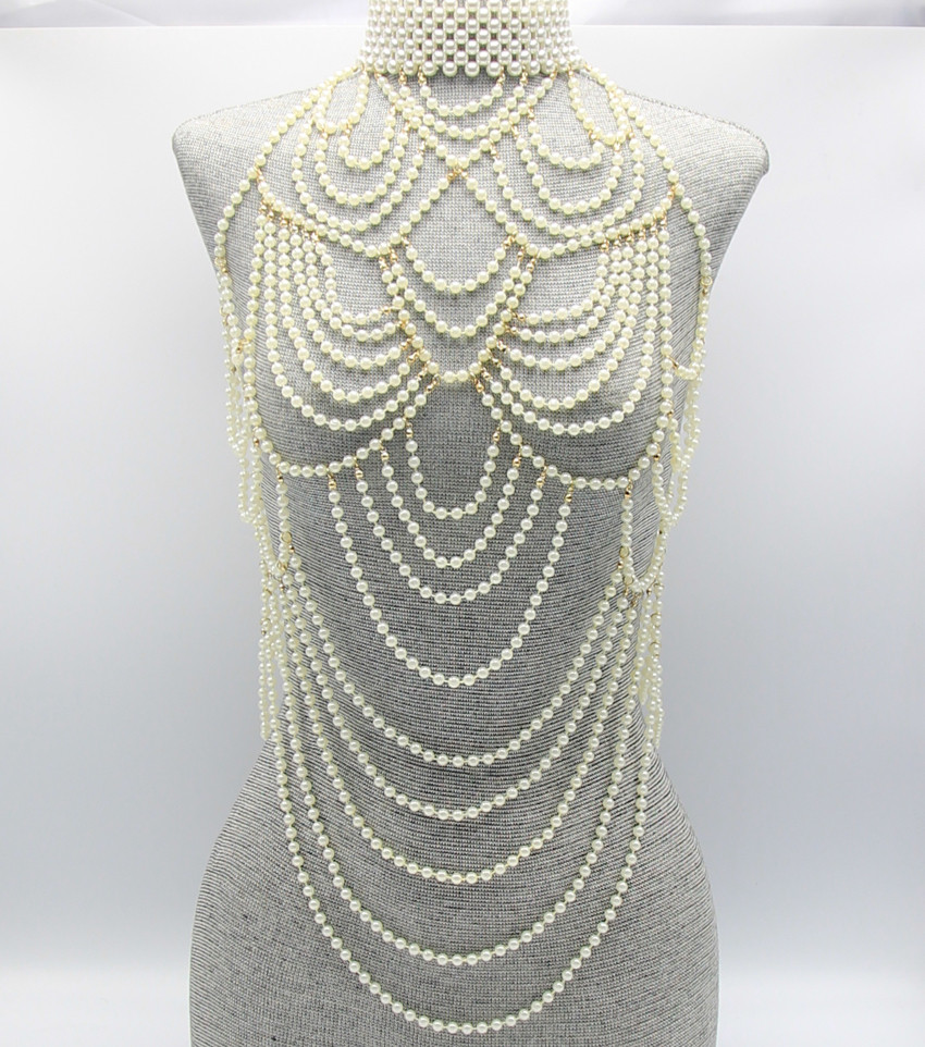 Pearl Body Jewelry
 Pearl Body Chain Jewelry wholesale Necklace Sets JropShip