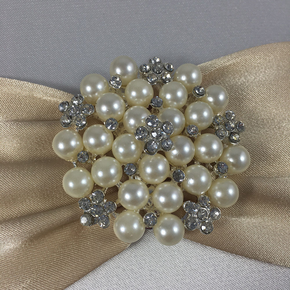 Pearl Brooches
 Pearl Brooch & Sash Embellished Silk Card For Wedding