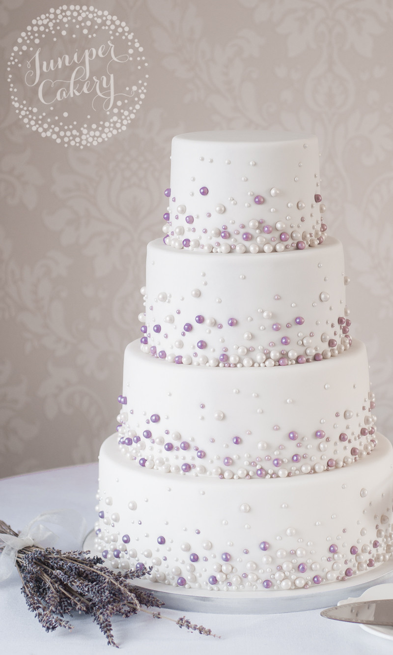 Pearl Wedding Cakes
 Modern Pearl Embellished Wedding Cake
