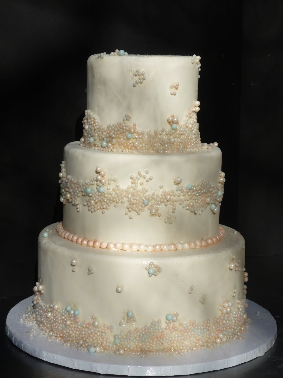 Pearl Wedding Cakes
 Artisan Bake Shop Wedding Cake Fondant Tiers with Pearls