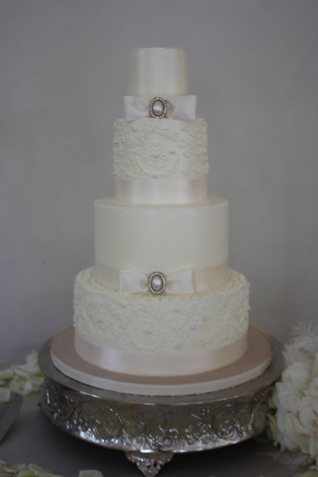 Pearl Wedding Cakes
 The Sugar Suite Blog Alencon Lace and Pearl Wedding Cake
