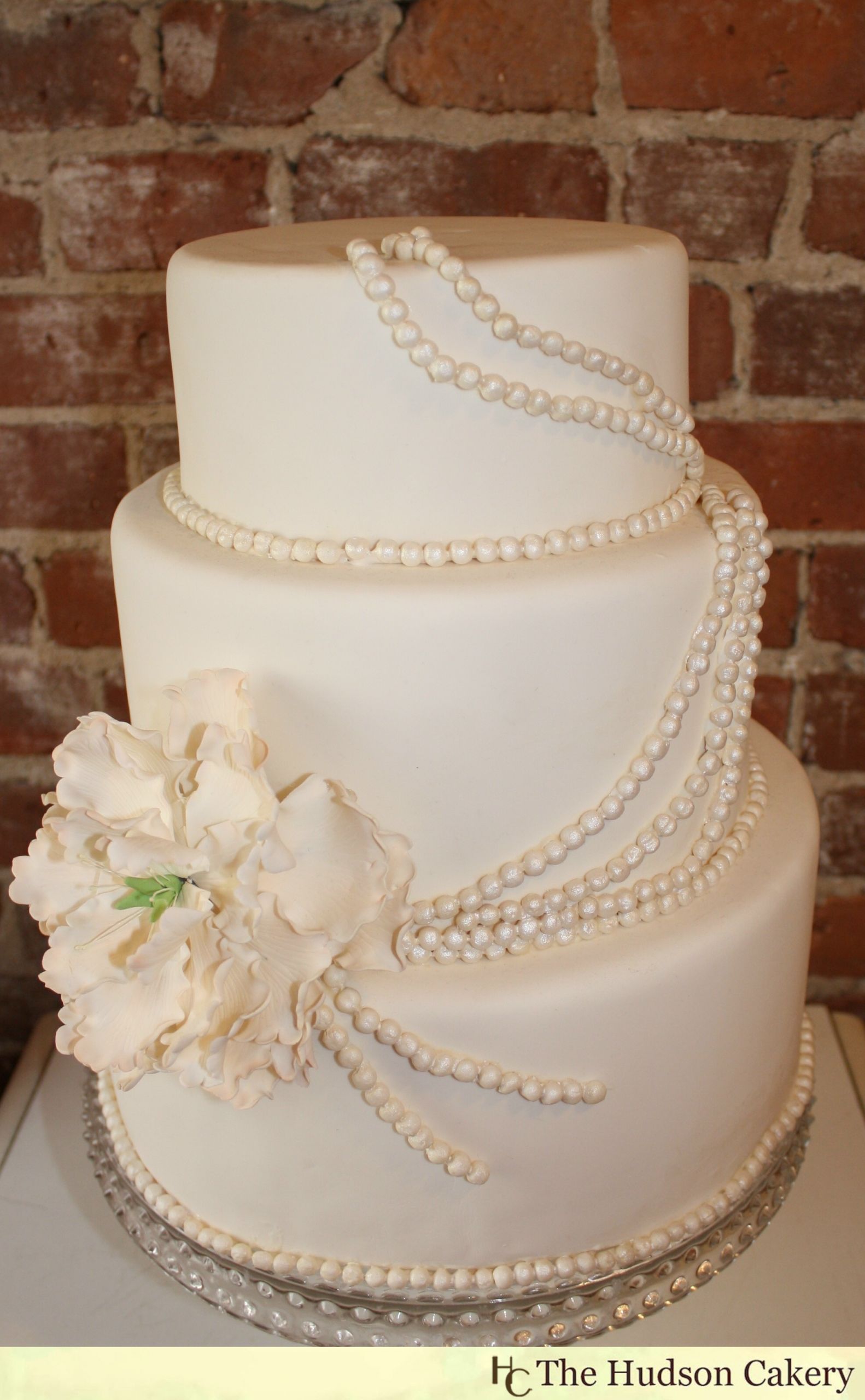 Pearl Wedding Cakes
 Sugar Peony and Pearl Cake