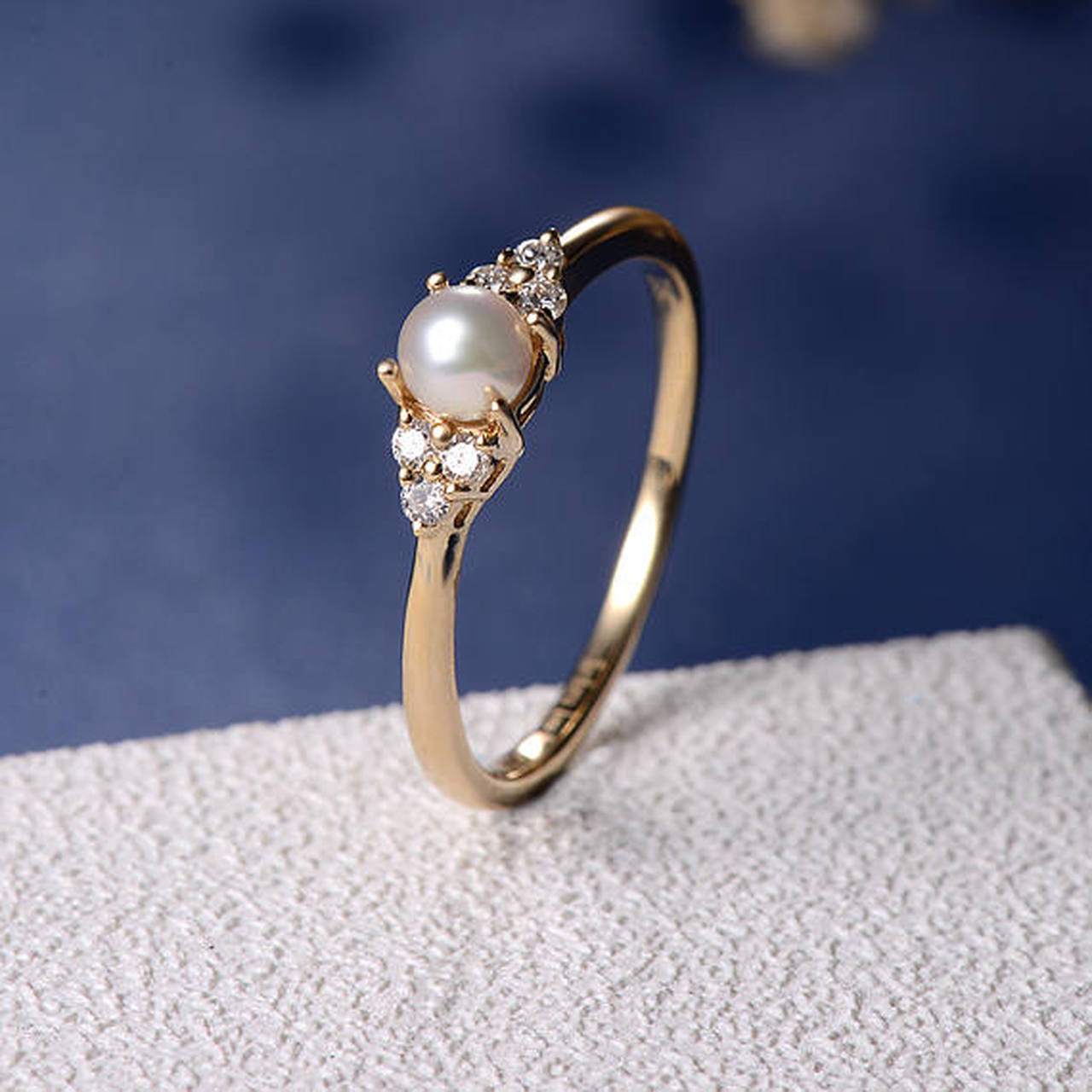 Pearl Wedding Ring Sets
 Akoya Pearl Engagement Ring Cluster Diamond Ring Wedding