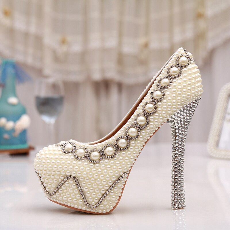 Pearl Wedding Shoes
 Aliexpress Buy Free Shipping 5 Inches White Pearl