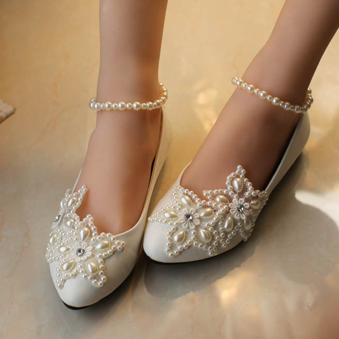 Pearl Wedding Shoes
 Aliexpress Buy 2016 woman white ivory plus size 34