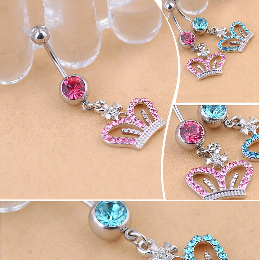 Peircings Body Jewelry
 Women Crown Rhinestone Crystal Body Piercing Jewelry Navel