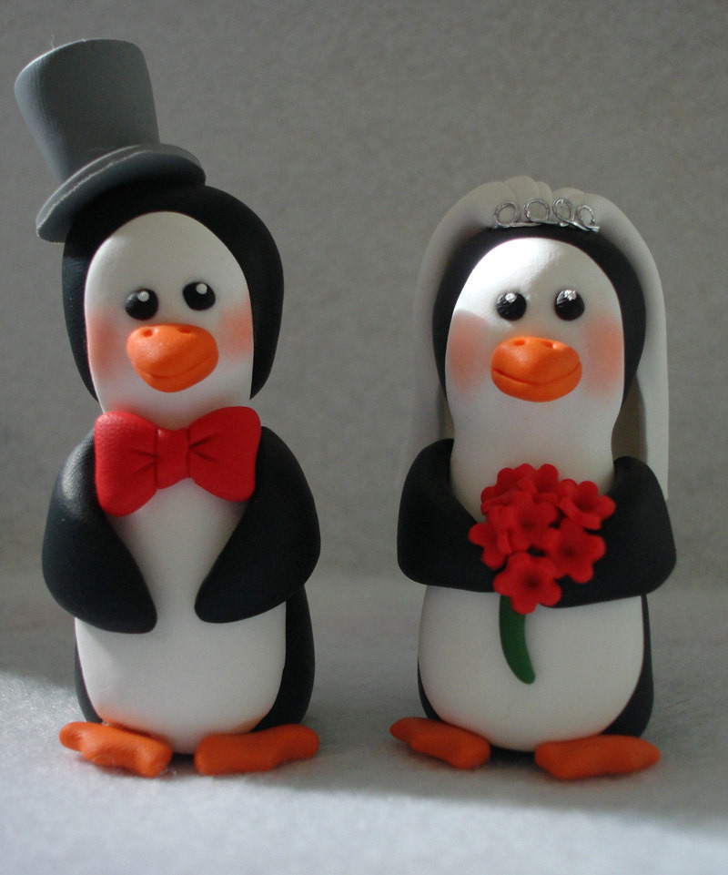 Penguin Wedding Cake Topper
 Penguin Wedding Cake Topper Bride And Groom by