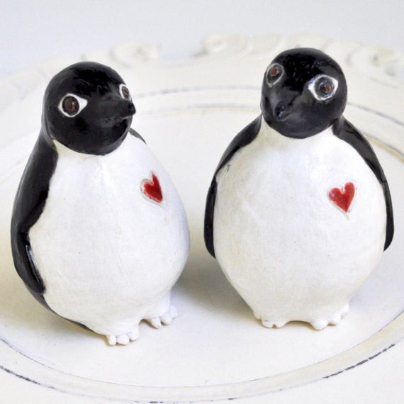 Penguin Wedding Cake Topper
 Penguin wedding cake topper handmade wedding cake pair