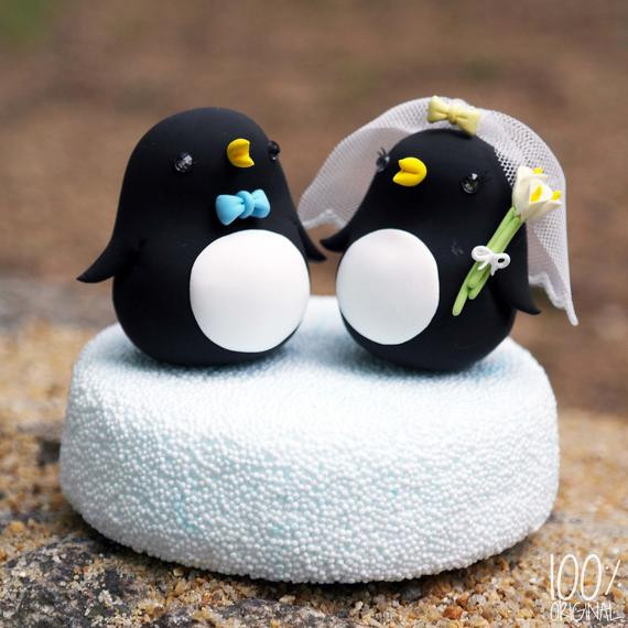 Penguin Wedding Cake Topper
 Custom Wedding Cake Topper Penguin Couple by