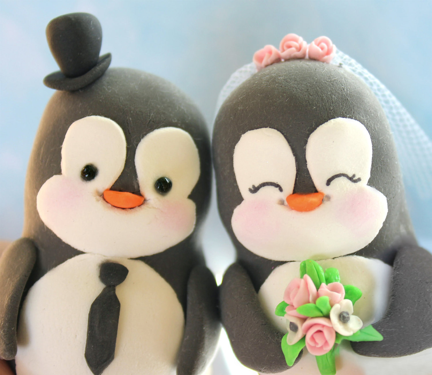Penguin Wedding Cake Topper
 Custom wedding cake toppers penguin groom panda by PassionArte