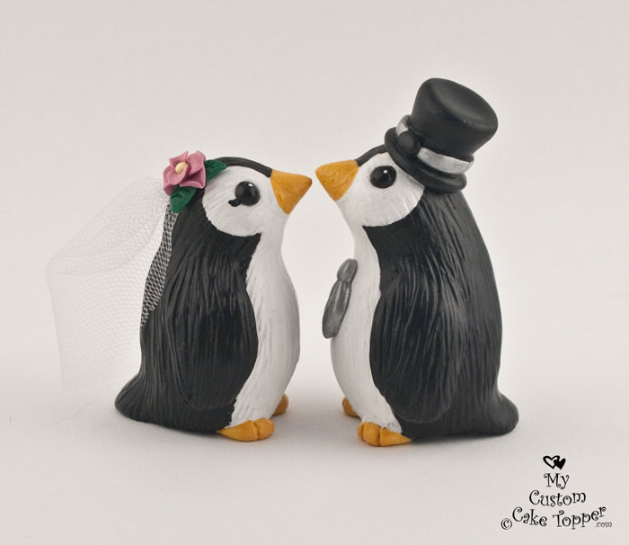 Penguin Wedding Cake Topper
 Cute Penguins Wedding Cake Topper