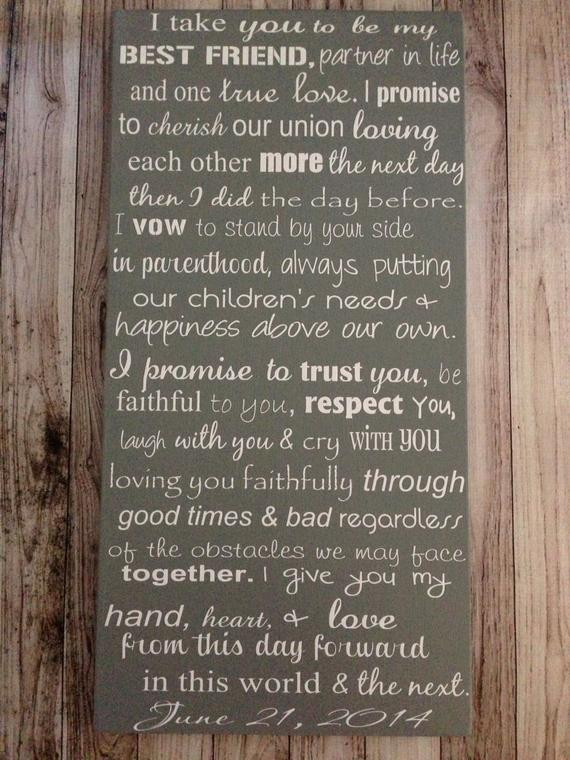 Personal Wedding Vow Examples
 Custom Wedding Vows Wood Sign 12 x 24 Personalized