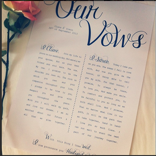 Personal Wedding Vow Examples
 Wedding Vows printed with your personal wording Perfect