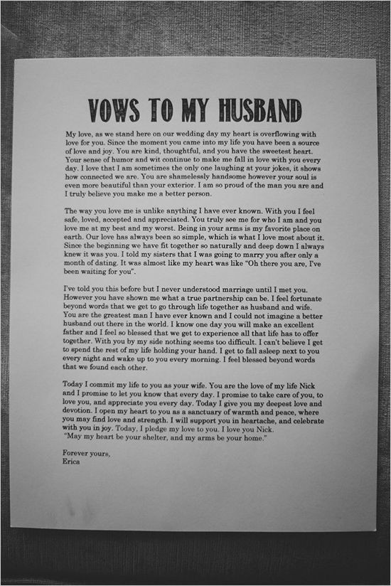 Personal Wedding Vow Examples
 wedding vows to husband best photos Page 3 of 5 Cute