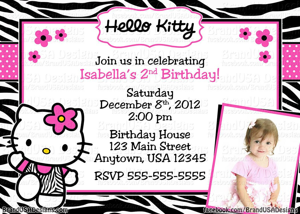 Personalized Hello Kitty Birthday Invitations
 Custom Hello Kitty birthday party invitations Birthdays